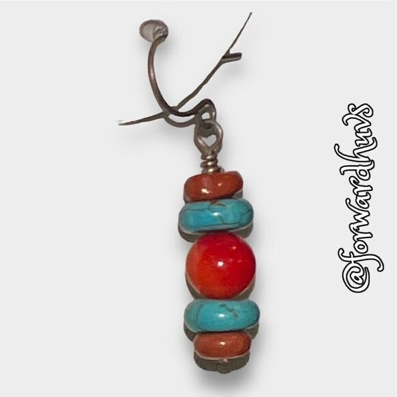 Delicate Southwestern Style Faux Turquoise Drop Earrings - Picture 8 of 10